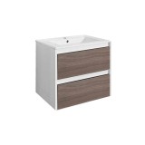 Masca Chiuveta Baie Leziter Porto 60cm cu Lavoar Alb si Front Rauna Szil, 2 Sertare, Suspendata
