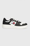 Tommy Jeans sneakers din piele TJW RETRO BASKET ESS culoarea negru, EN0EN02505