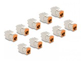 Set 10 buc modul keystone RJ45 LSA Cat.6A toolfree Orange, Delock 88117