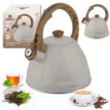 Fierbator traditional, ceainic cu fluier, capacitate2 litri, otel inoxidabil, crem, Kinghoff