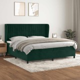 vidaXL Pat box spring cu saltea, verde &icirc;nchis, 200x200 cm, catifea 3129354