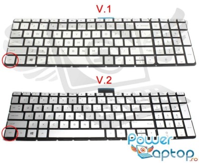 Tastatura HP Argintie Pavilion 15 bc011nl iluminata layout US fara rama enter mic, Pavilion 17 AB iluminata foto