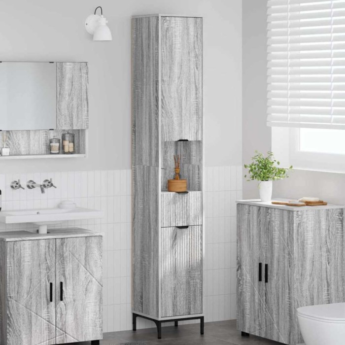 vidaXL Dulap de baie &icirc;nalt sonoma gri 31.5 x 33 x 190 cm Lemn compozit 883410