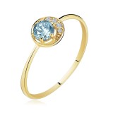 Inel din aur galben 9K - semiluna mica stralucitoare, un topaz rotund - Marime inel: 51