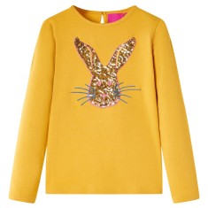 Tricou pentru copii cu m&acirc;neci lungi, ocru, 104