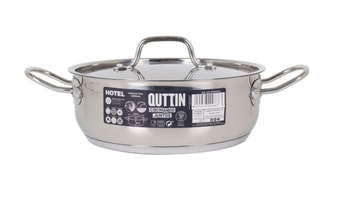 Cratita inox cu capac, diametru 22 cm, inaltime 8 cm, 3 litri