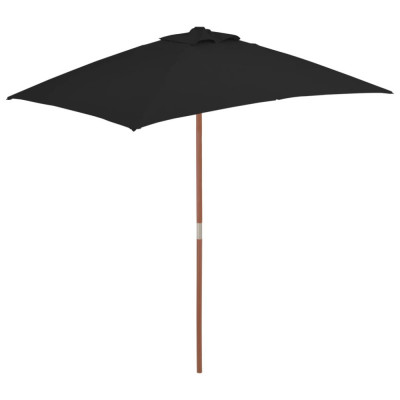 Umbrela de soare, exterior, stalp lemn, negru, 150x200 cm foto