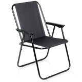 Scaun turistic pliabil negru cu cotiere, 58 x 52,5 x 74 cm