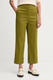 United Colors of Benetton pantaloni culoarea verde, drept, high waist, 4SJCDF07J