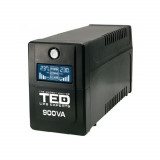UPS 900VA / 500W LCD display Line Interactive cu stabilizator 2 iesiri schuko TED UPS Expert TED001566 SafetyGuard Surveillance