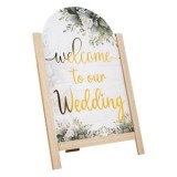 Sevalet Decorativ din Lemn, 33.5x52cm, Alb, cu Imprimare Aurie, CMCLASS