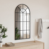 Oglinda de perete, negru, 50x100 cm, arcuita, fier GartenMobel Dekor, vidaXL