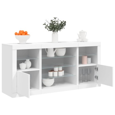 vidaXL Servantă cu lumini LED, alb, 142,5x37x67 cm foto