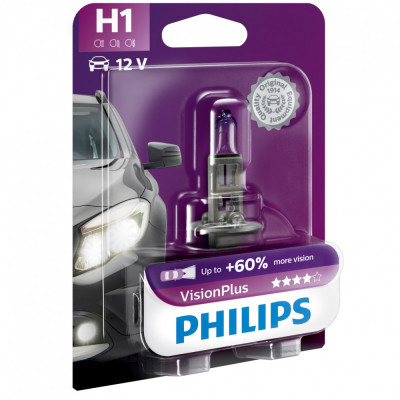 Bec Halogen H1 Philips Vision Plus, 12V, 55W foto