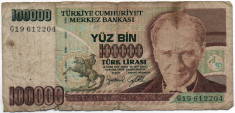 Bancnotă 100.000 lire - Turcia, 1970 foto