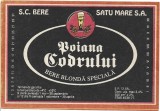 NI423 Etichetă bere blondă specială Poiana codrului, SC Bere Satu Mare SA, &icirc;nceputul anilor 1990