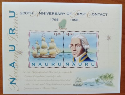 NAURU-&amp;#039;&amp;#039;200 ANIV. de la primul contact cu navigatori europeni&amp;#039;&amp;#039; -colita&amp;#039;&amp;#039;.-MNH NESTAMP. -vezi scan foto