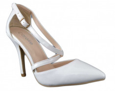 Pantofi dama albi Stiletto - toc 10 cm, model Rachel foto