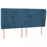 Tablie pat cu urechi albastru inchis 183x23x118/128 cm catifea