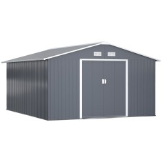 Outsunny magazie unelte, sopron din otel galvanizat, casuta de gradina pentru unelte de gradina 3.4x3.86x2m | AOSOM RO