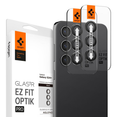 Set 2 Folii de protectie camera Spigen Optik.TR pentru Samsung Galaxy S24+ Plus Negru foto