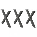 VidaXL Picioare de masă &icirc;n formă de X, antracit, 90x(72-73) cm, oțel, 3 buc.