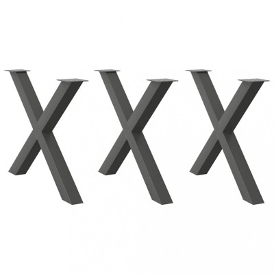 vidaXL Picioare de masă &amp;icirc;n formă de X, antracit, 90x(72-73) cm, oțel, 3 buc. 4012998 foto