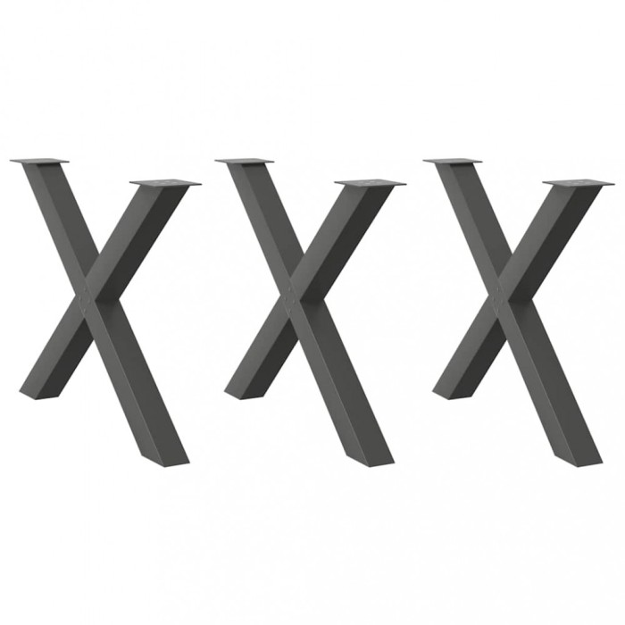 vidaXL Picioare de masă &icirc;n formă de X, antracit, 90x(72-73) cm, oțel, 3 buc. 4012998