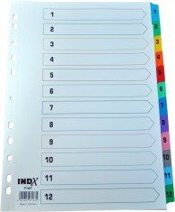 Index carton Optima A4 numerotat 1-12 alb margine color 190g/mp