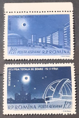 Romania 1961 LP 520 eclipsa totala de soare serie 2v. Mnh margine coala foto