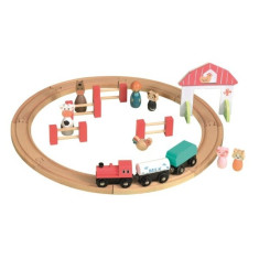 Set circuit tren din lemn cu figurine Egmont Toys