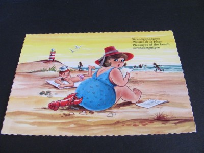 Carte Poștală Umoristică &amp;quot;Plăcerile Plajei&amp;quot; &amp;ndash; Multilingvă, Editura Cromo,de Colecție Ani &amp;#039;80! foto