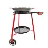 Set Paella Perfect Home: Tigaie 46cm, Arzator Gaz, Stand Mobil cu Roti, Otel/Metal Rosu, 7kg, Grill Exterior