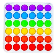 POP IT jucarie senzoriala, 36 bule multicolore alfabet si cifre, 13x13 cm