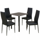 VidaXL Set masă și scaune de bucătărie, 5 piese, negru
