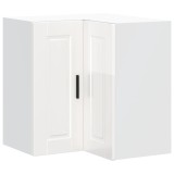 Dulap de colt de bucatarie &bdquo;Porto&rdquo; lemn prelucrat alb lucios