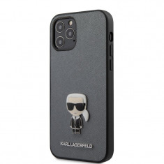 Husa Cover Karl Lagerfeld Saffiano Iconic pentru iPhone 12/12 Pro Silver foto