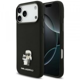 Husa pentru Apple iPhone 18 Pro Max / 17 Pro Max, Karl Lagerfeld, Karl &amp; Choupette Metal Pin, Neagra