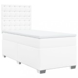 Cumpara ieftin Pat box spring cu saltea, alb, 80x200 cm, piele ecologica