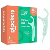 Ață dentară cu scobitoare Plackers Micro Line, cerată, cu aromă de mentă, 450 buc.