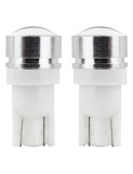 Set 2 bec led auto W5W T10 cu 3xCOB cu Lupa 12v