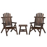 Set mobilier gradina 3 piese lemn masiv molid, scaune Adirondack, masa laterala. Gri/Natur. Rezistent intemperii. 