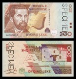 ALBANIA █ bancnota █ 200 Leke █ 2001 █ P-67s █ SPECIMEN █ UNC █ necirculata