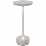 HOMCOM Lampă de masă Touch LED, Lampă de Noptieră Fără Fir cu Baterie Re&icirc;ncărcabilă, 3 Tonuri de Lumină, &Oslash;13x28,5 cm, Argintiu