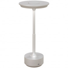 HOMCOM Lampă de masă Touch LED, Lampă de Noptieră Fără Fir cu Baterie Reîncărcabilă, 3 Tonuri de Lumină, Ø13x28,5 cm, Argintiu