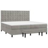Cumpara ieftin Pat box spring cu saltea, gri deschis, 200x200 cm, catifea