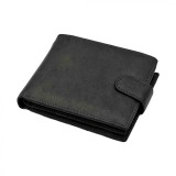 Portofel Barbati Piele Naturala, Compartimentat, Antifurt, Negru/Albastru/Gri, 12.5x10x2.5 cm
