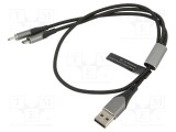 Cablu USB 2.0 Vention 3 in 1: USB A, Micro USB, USB-C, 0.5m