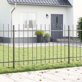Gard de grădină cu v&acirc;rf tip suliță, gri, 3,4x1,2 m, oțel