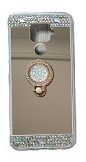Husa silicon oglinda , inel si pietricele Huawei Mate 30 lite , Auriu foto